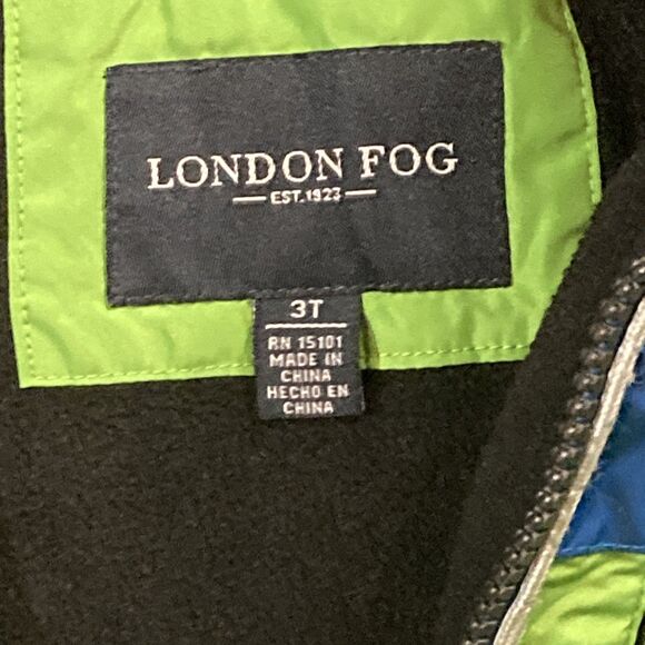 London Fog Boys Wind Breaker Light Jacket Size 3T Full Zipper Hooded Blue Multi - Picture 5 of 6